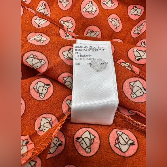 Topshop Horse Coin Print Long Sleeve‎ Midi Dress Coral Womens US 6 UK 10 EUC! - Picture 12 of 15